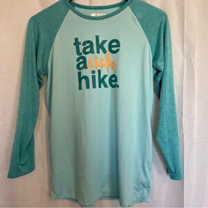 COLUMBIA Girls Teal Long Sleeve Athletic Activewear Take a Hike Shirt Size XL